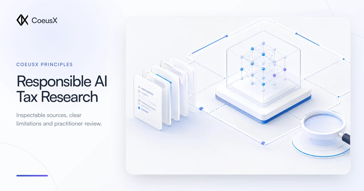 Responsible AI Tax Research at CoeusX